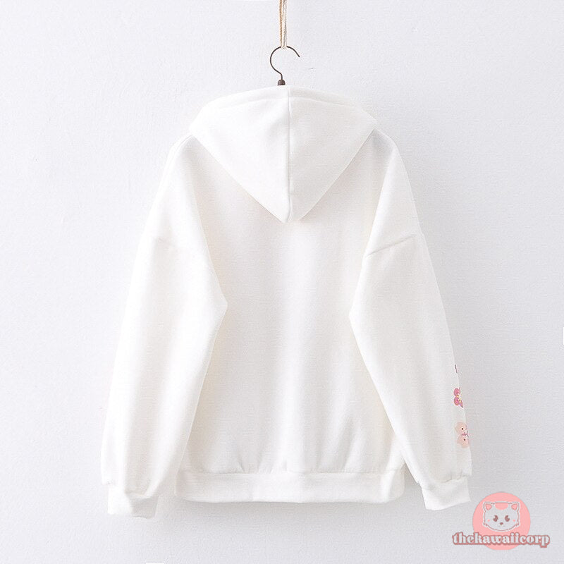 Kawaii Japanese Sweet Floral Fleece Winter Vintage Hoodies