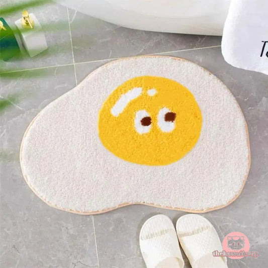 Cute Egg and Orange Design Non-Slip Bathroom Rug – Soft and Absorbent Bath Mat