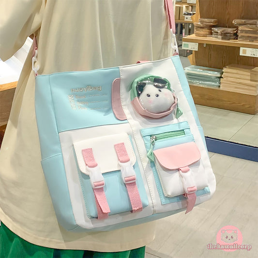 Kawaii School Shoulder Bag with Plushie