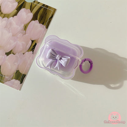 Cute 3D Candy Color Bow Gradient Clear Airpods Case - Soft & Protective