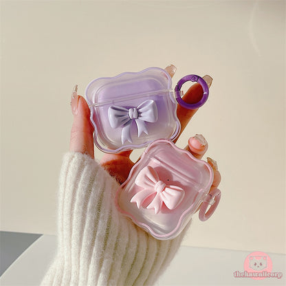 Cute 3D Candy Color Bow Gradient Clear Airpods Case - Soft & Protective