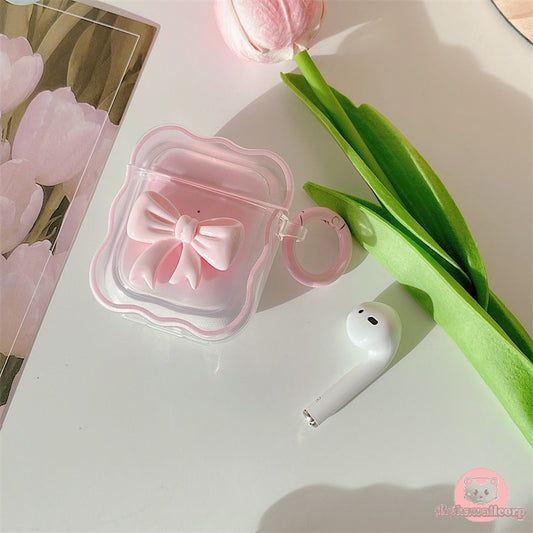 Cute 3D Candy Color Bow Gradient Clear Airpods Case - Soft & Protective