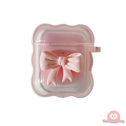 Cute 3D Candy Color Bow Gradient Clear Airpods Case - Soft & Protective