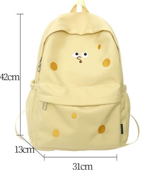 Stylish & Spacious Kawaii Design College Backpack - Cookie, Cheese or Bear Aesthetic