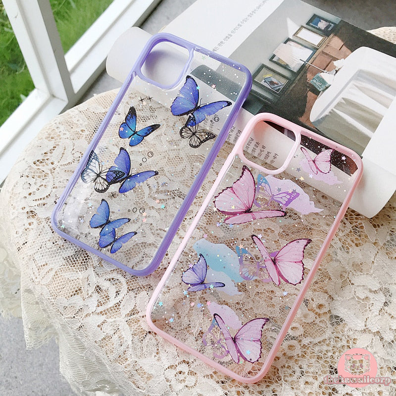 Butterfly Candy Glitter Phone Case for iPhone 11-14 Pro Max, XR-XS Max, 7-8 Plus, X, and SE2022