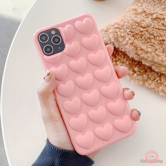 3D Love Heart Candy Color Phone Case for iPhone 14 Pro - Sweet Protection with Style