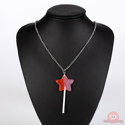 Cute Multicolor Resin Star Lollipop Necklace