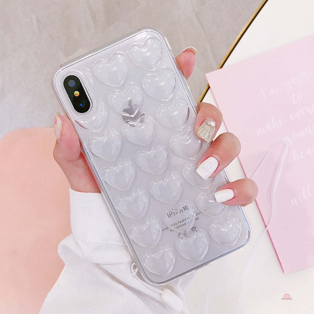 3D Love Heart Candy Color Phone Case for iPhone 14 Pro - Sweet Protection with Style