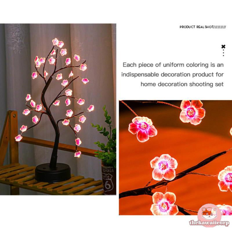 Cherry Blossom LED Table Lamp: Warm Light Home Decoration