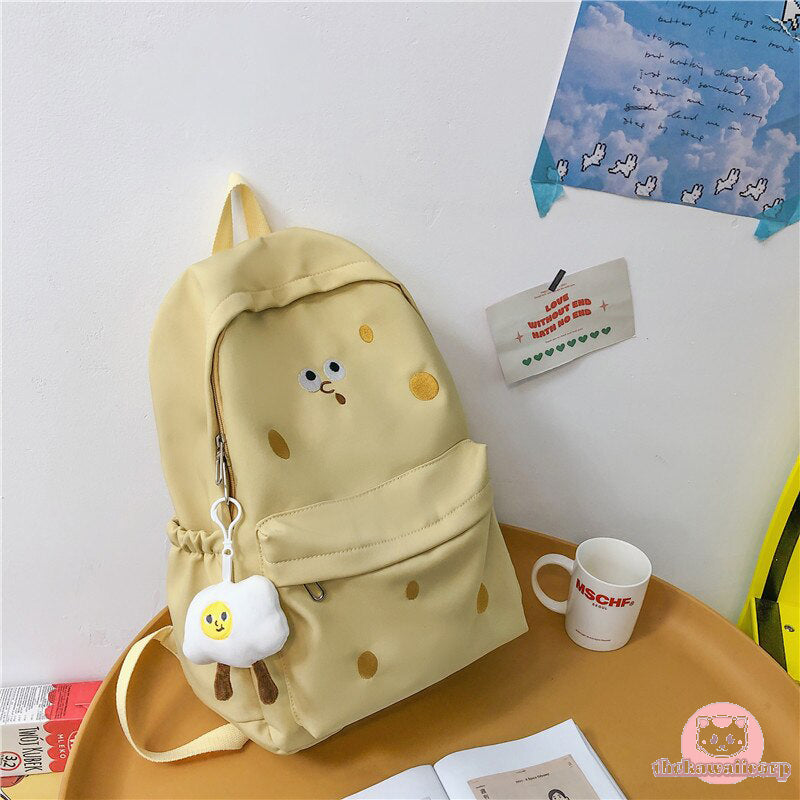 Stylish & Spacious Kawaii Design College Backpack - Cookie, Cheese or Bear Aesthetic