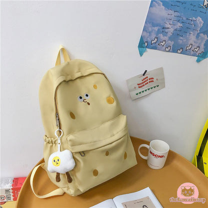 Stylish & Spacious Kawaii Design College Backpack - Cookie, Cheese or Bear Aesthetic