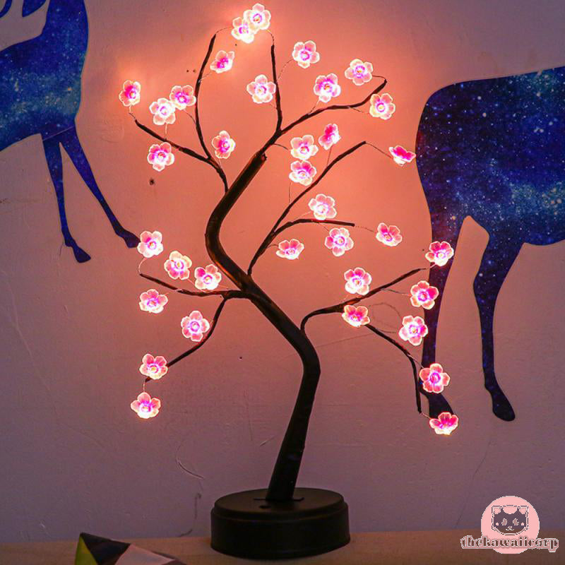 Cherry Blossom LED Table Lamp: Warm Light Home Decoration