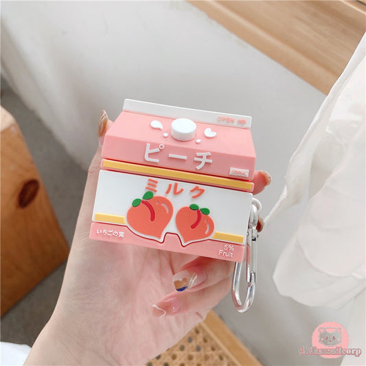 Peach Yogurt 3D AirPods Case - Soft Silicone Wireless Earphone Cover