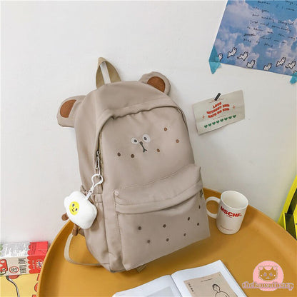 Stylish & Spacious Kawaii Design College Backpack - Cookie, Cheese or Bear Aesthetic