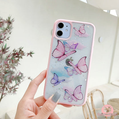 Butterfly Candy Glitter Phone Case for iPhone 11-14 Pro Max, XR-XS Max, 7-8 Plus, X, and SE2022