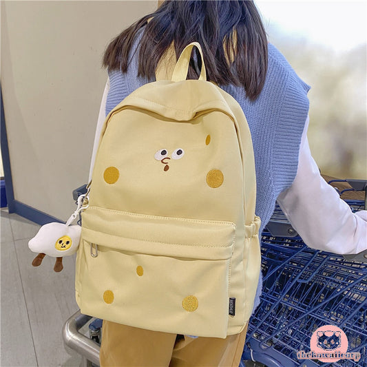 Stylish & Spacious Kawaii Design College Backpack - Cookie, Cheese or Bear Aesthetic