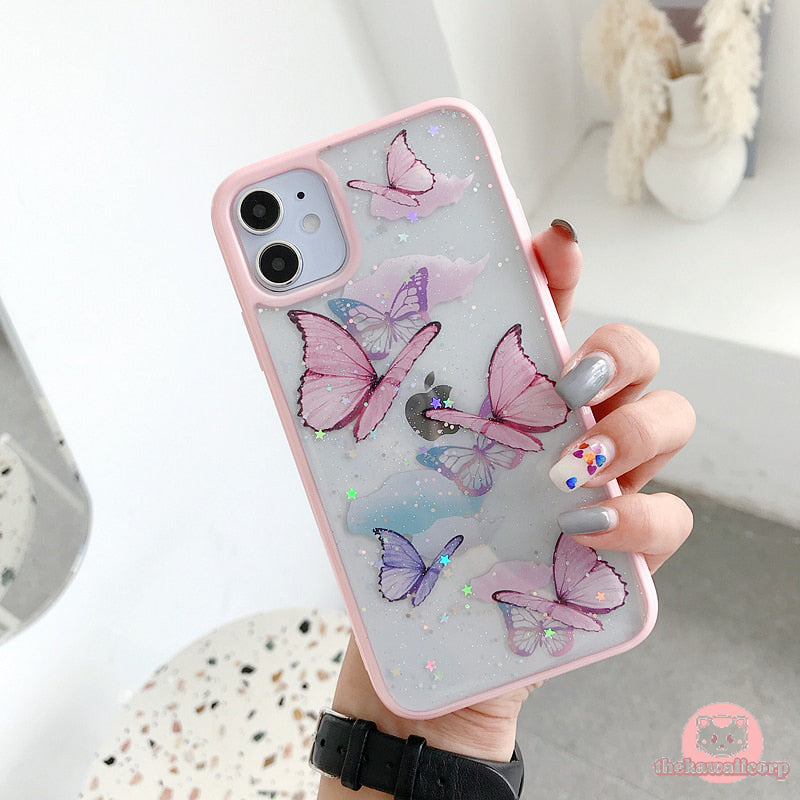 Butterfly Candy Glitter Phone Case for iPhone 11-14 Pro Max, XR-XS Max, 7-8 Plus, X, and SE2022