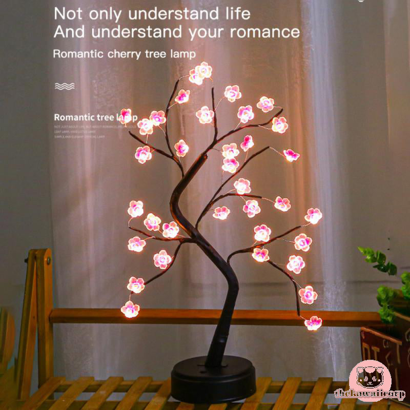 Cherry Blossom LED Table Lamp: Warm Light Home Decoration