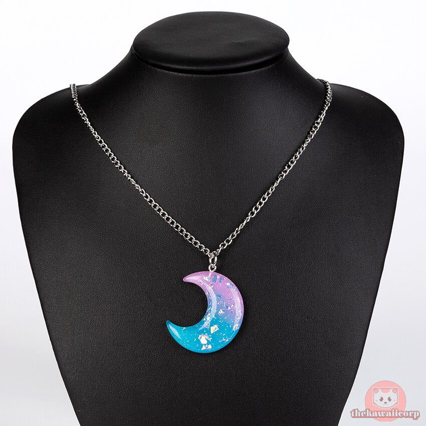 Multicolor Glitter Moon Necklace Jewelry