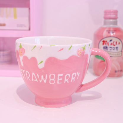 Kawaii Personalised Strawberry Milk Mug - Cute Ceramic Cup