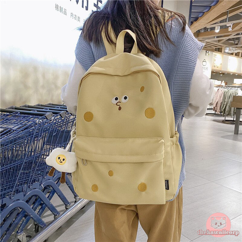 Stylish & Spacious Kawaii Design College Backpack - Cookie, Cheese or Bear Aesthetic