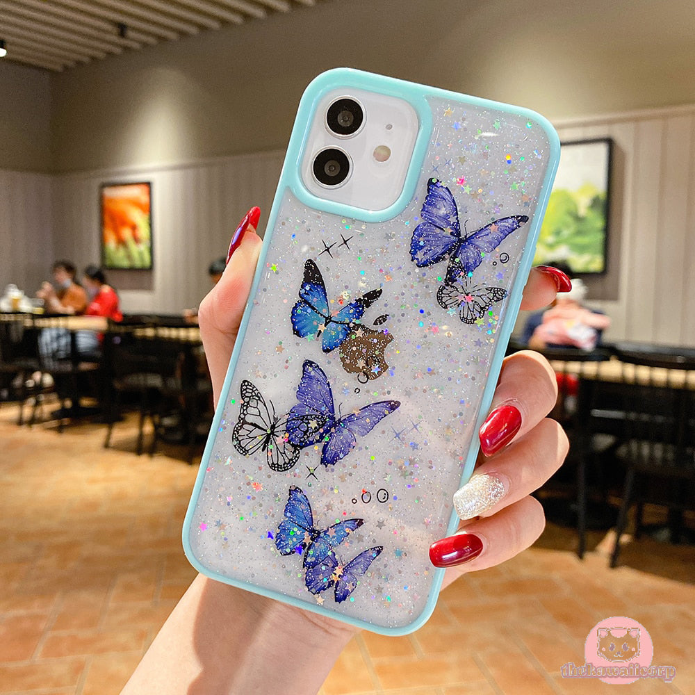 Butterfly Candy Glitter Phone Case for iPhone 11-14 Pro Max, XR-XS Max, 7-8 Plus, X, and SE2022