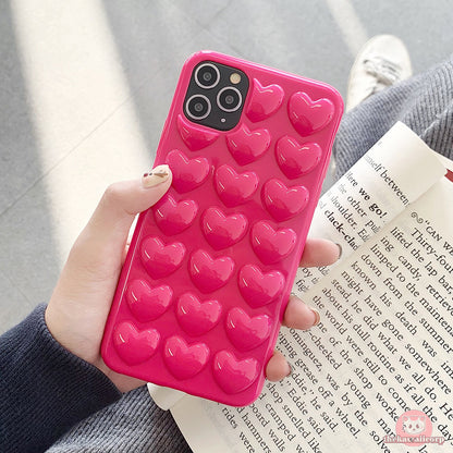 3D Love Heart Candy Color Phone Case for iPhone 14 Pro - Sweet Protection with Style