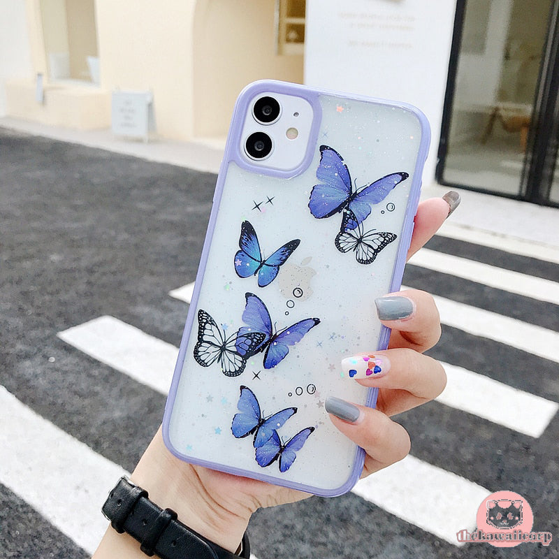 Butterfly Candy Glitter Phone Case for iPhone 11-14 Pro Max, XR-XS Max, 7-8 Plus, X, and SE2022