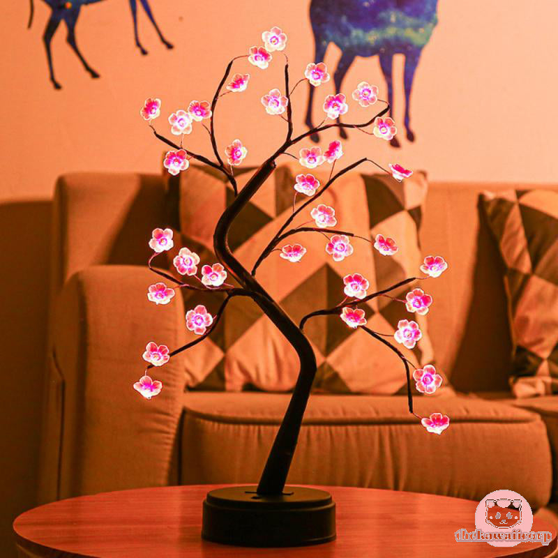 Cherry Blossom LED Table Lamp: Warm Light Home Decoration