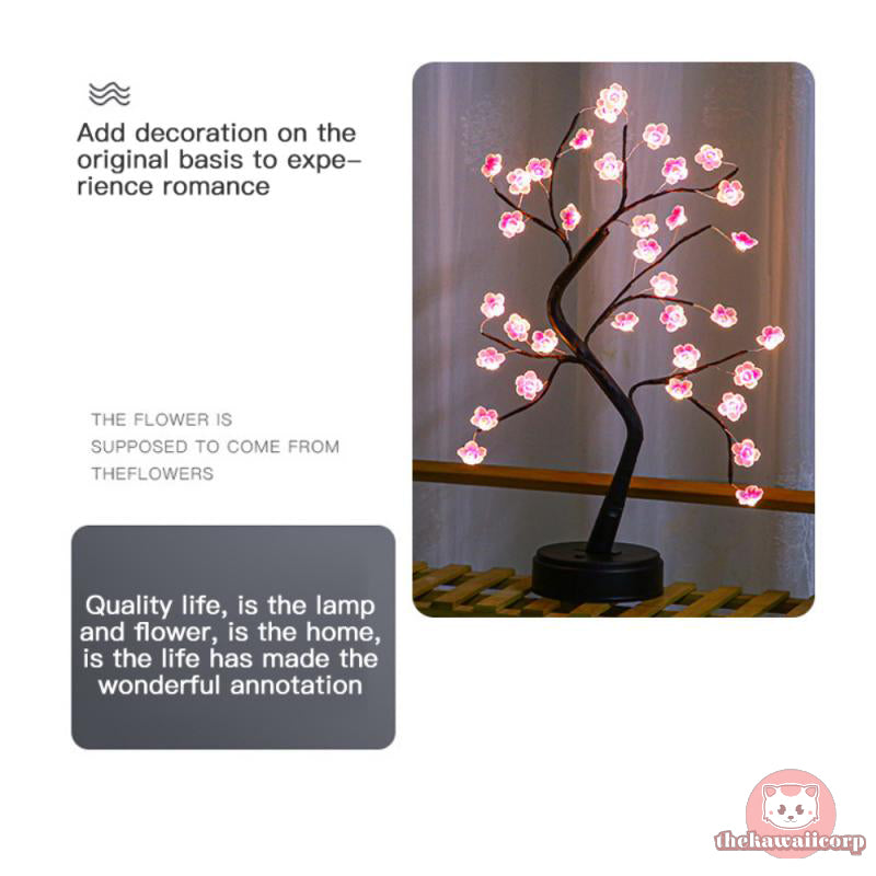 Cherry Blossom LED Table Lamp: Warm Light Home Decoration