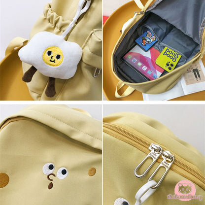 Stylish & Spacious Kawaii Design College Backpack - Cookie, Cheese or Bear Aesthetic