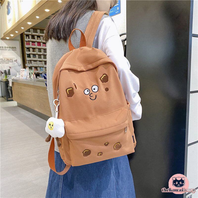 Stylish & Spacious Kawaii Design College Backpack - Cookie, Cheese or Bear Aesthetic