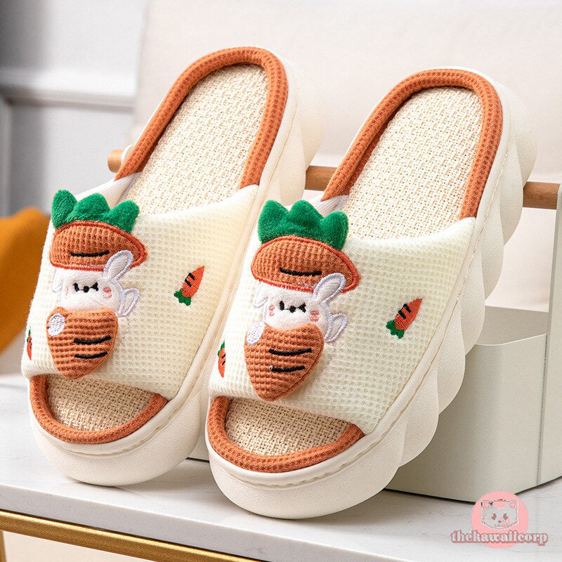 Comfy & Cute Platform Linen Slippers - Anti-slip Indoor & Beach Sandals