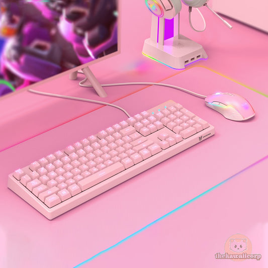 Pink LED Backlit Keyboard & Mouse Combo