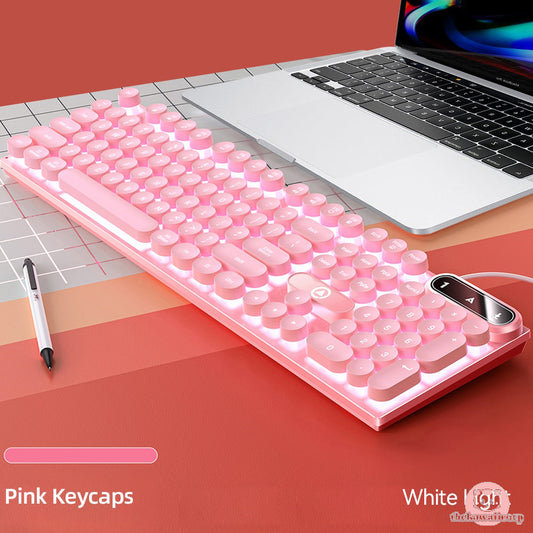 Retro Punk Round Keycap RGB Backlit Keyboard