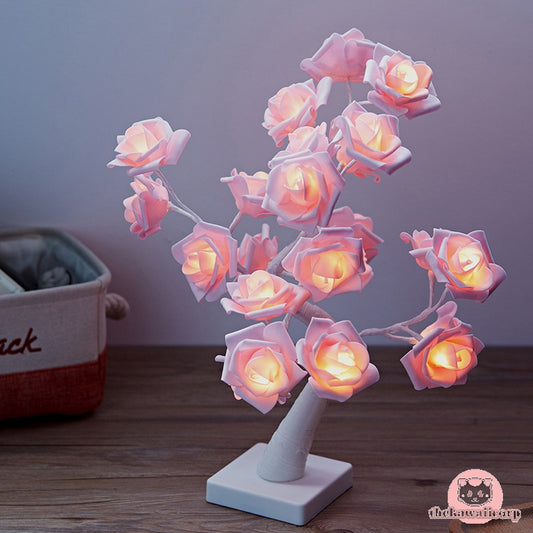 LED White Pink Rose Flower Bedside Night Light - Perfect Home Decor