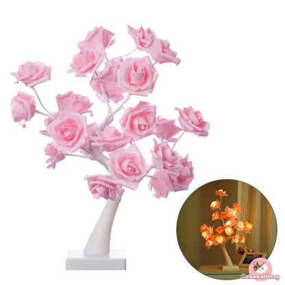 LED White Pink Rose Flower Bedside Night Light - Perfect Home Decor