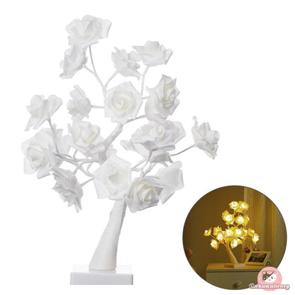 LED White Pink Rose Flower Bedside Night Light - Perfect Home Decor