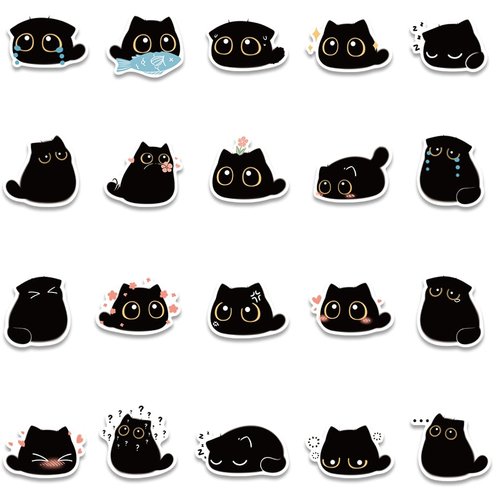 Kawaii Black Cat Stickers - Cute, Versatile, and Fun