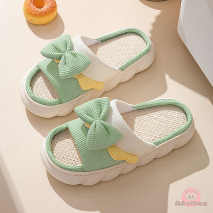 Comfy & Cute Platform Linen Slippers - Anti-slip Indoor & Beach Sandals