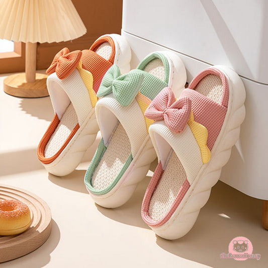 Comfy & Cute Platform Linen Slippers - Anti-slip Indoor & Beach Sandals
