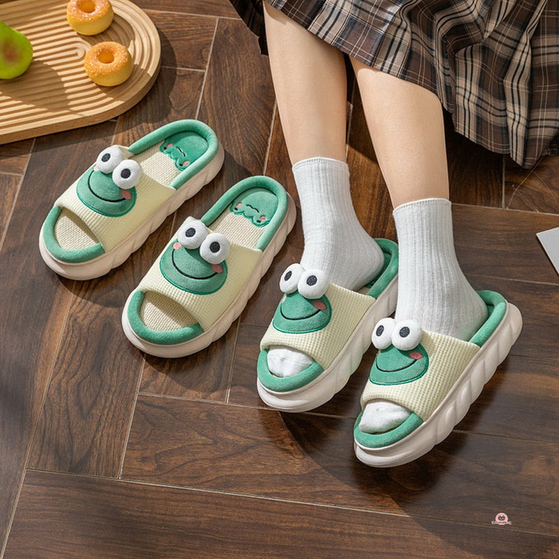 Comfy & Cute Platform Linen Slippers - Anti-slip Indoor & Beach Sandals