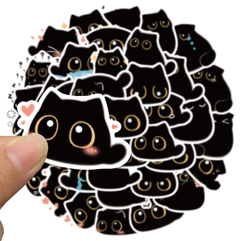 Kawaii Black Cat Stickers - Cute, Versatile, and Fun