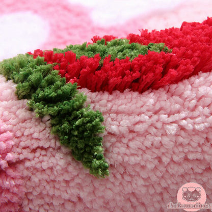 Cute Strawberry Flocking Bath Mat - Pink Bedroom Rug with Non-slip & Absorbent Features