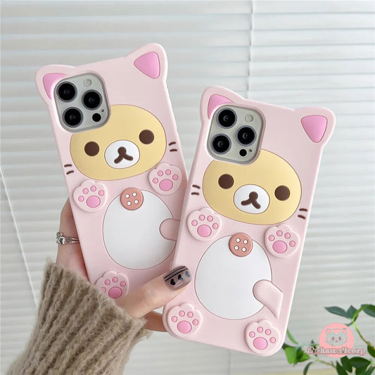 3D Plum Blossom Bear Silicone Case for iPhone