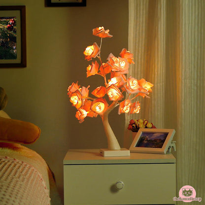 LED White Pink Rose Flower Bedside Night Light - Perfect Home Decor