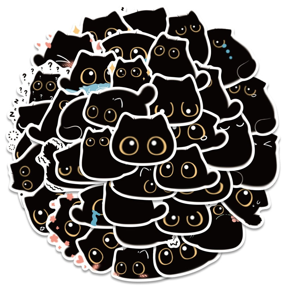 Kawaii Black Cat Stickers - Cute, Versatile, and Fun