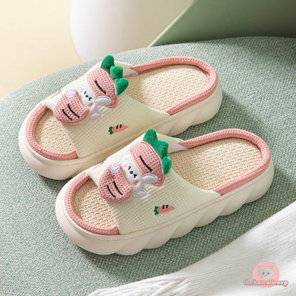 Comfy & Cute Platform Linen Slippers - Anti-slip Indoor & Beach Sandals